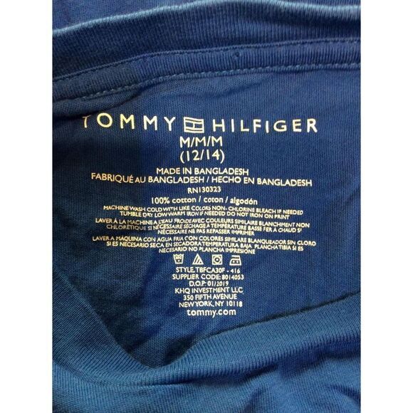 Tommy Hilfiger Long Sleeve Tee  Medium 12-14 Royal Blue Cotton - Picture 3 of 3